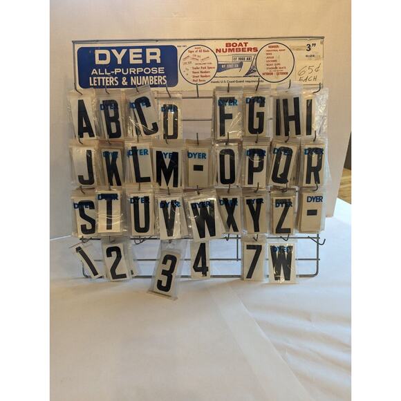 VINTAGE RARE DYER Peg Display W/100's Of 3" Letters & Numbers All-Purpose Vinyl - Picture 1 of 13